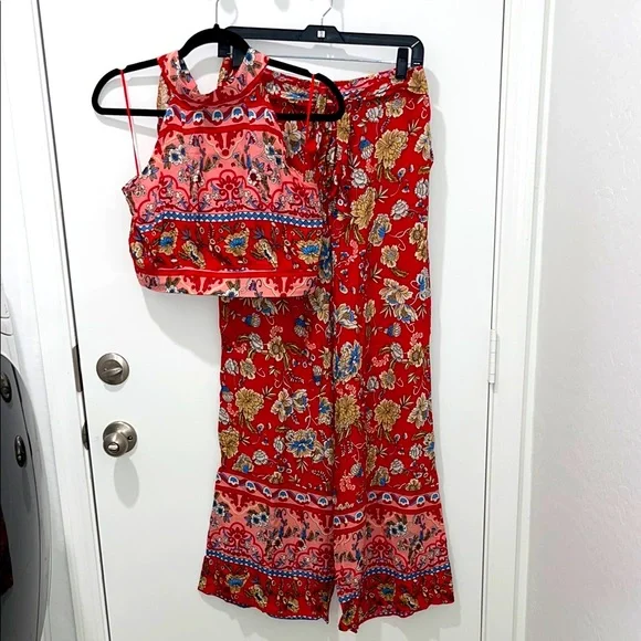 2 piece colorful floral pants set Size Large - Picture 1 of 9